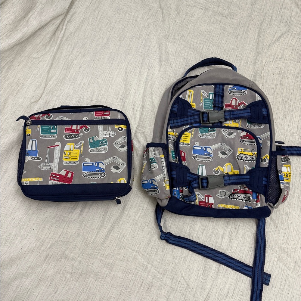 Pottery Barn Kids Gray and Blue Backpack Set